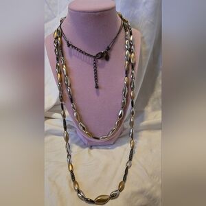 Chico's Silver and Gold Multi-Strand Vintage Necklace